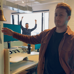 Will &amp; Christian ringing the big sale bell in NYC office